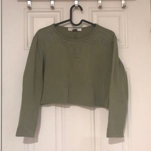 Dark Green Crop Top Long Sleeve